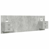 Bed Headboard with Cabinets Concrete Grey Engineered Wood 3115711