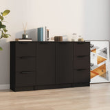 Sideboards 3 pcs Black Engineered Wood 3115837