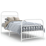 Metal Bed Frame without Mattress with Footboard White 90x190cm 376659
