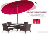 2.5m Shanghai Garden Parasol Umbrella with Crank & Tilt, Adjustable Outdoor Sun Shade, Red T3398P313563
