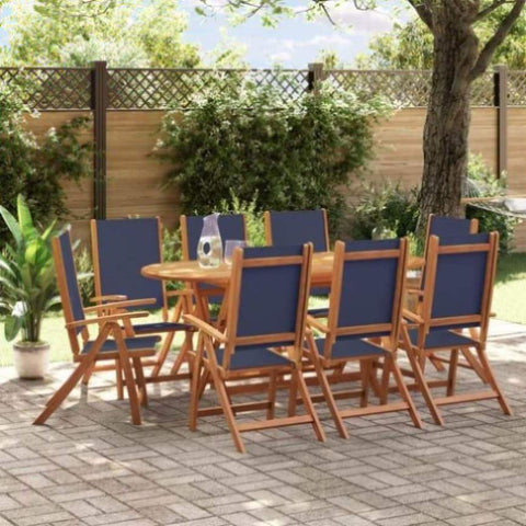 ZNTS 9 Piece Garden Dining Set Solid Wood Acacia and Textilene 3279299