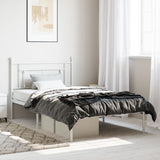 Metal Bed Frame without Mattress with Headboard White 107x203cm 374384