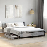 Bed Frame with Drawers without Mattress Grey Sonoma 150x200 cm King Size 3279930