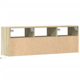TV Wall Cabinet with LED Lights Sonoma Oak 130x31x45 cm 852343
