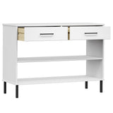 Console Cabinet with Metal Legs White Solid Wood Pine "OSLO 351005