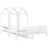 Day Bed and Bench Set with Roof without Mattress White 80x200 cm 3282297