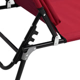 ZNTS Folding Sun Lounger Red Oxford Fabric&Powder-coated Steel 360177