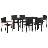 Garden Dining Set 7 pcs Black Powder-Coated Steel 3379419