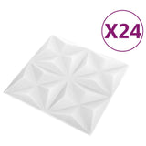 3D Wall Panels 24 pcs 50x50 cm Origami White 6 m 150913