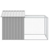 Chicken Cage with Run Light Grey 117x201x123 cm Galvanised Steel 172354