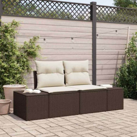 Garden Sofa with Cushion Brown 123 x 62 x 69cm Poly Rattan 42006803