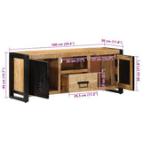 TV Cabinet 100x30x40 cm Solid Rough Wood Mango 4013589