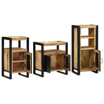 Bathroom Furniture Set with Shelf 3 pcs Brown Solid Mango Wood 3305626