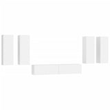 6 Piece TV Cabinet Set White Engineered Wood 3114342