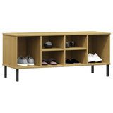 Shoe Rack with Metal Legs Brown 106x35x45 cm Solid Wood OSLO 350994