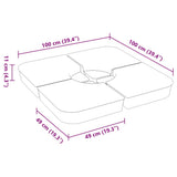 4 Piece Parasol Base Set for Cross Stand Parasol 100 kg PP 847444