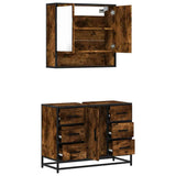 2 Piece Bathroom Furniture Set Smoked Oak Engineered Wood 3300932