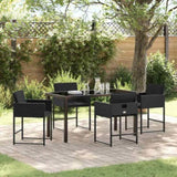 Garden Dining Set with Cushion 5 pcs Black Poly Rattan 3380009