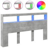 Headboard Cabinet with LED Concrete Grey 180x17x102 cm 839213