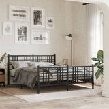 Metal Bed Frame without Mattress with Footboard Black 150x200cm 376344