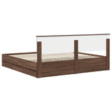 Bed Frame with Drawer Brown Oak 200 x 200 cm Engineer Wood 3410678