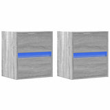 ZNTS Wall-mounted Bedside Cabinets with LED Lights 2 pcs Grey Sonoma 3307972