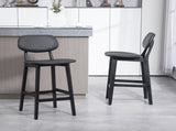 Set of Two Wooden Classic Bar Stools, with Faux Leather Seats - Black T3398P343073