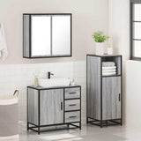 3 Piece Bathroom Furniture Set Grey Sonoma Engineered Wood 3300958