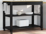 Kitchen Trolley MONZA Black 84 x 40 x 88.5 cm Solid Pine Wood 42027039