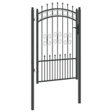 Fence Gate with Spear Top with Lock Grey 103 x 150 cm Steel 42009040