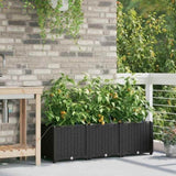 Garden Planter 3 pcs Black 120 x 40 x 37.5 cm Plastic 42002846