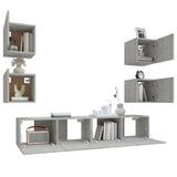 6 Piece TV Cabinet Set Concrete Grey Engineered Wood 3114257