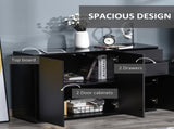 High Gloss Side Cabinet, Push-Open Design with 2 Drawers and 2 Cabinets for Living Room, 74H 117W T3398P423897