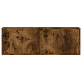 TV Wall Cabinet with LED Lights Smoked Oak 100x31x35 cm 852268