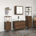 ZNTS 3 Piece Bathroom Furniture Set Brown Oak Engineered Wood 3328363