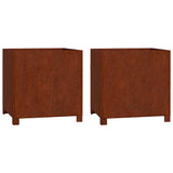 Planters with Legs 2 pcs Rusty 50x50x50 cm Corten Steel 823683