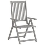 Garden Dining Set Grey Solid acacia wood 7-Piece Foldable 3079651