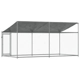 Dog Cage with Roof and Door Grey 4x2x2 m Galvanised Steel 3209568