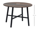 85cm Dining Room Table, Industrial Style Kitchen Table Round with Steel Legs, Rustic Brown T3398P344455