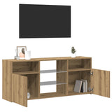 TV Cabinet with LED Lights Artisian Oak 120x30x50 cm Engineered Wood 856352