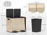 40L Dual Compartment Stainless Steel Bin, with Deodoriser Holders - Gold Tone T3398P344761