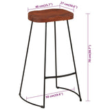 Gavin Bar Stools 2 pcs 50x40x78 cm Solid Wood Mango 344916