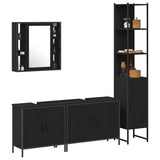 Bathroom Furniture Set with Shelf 4 pcs Black Engineered wood 3334433