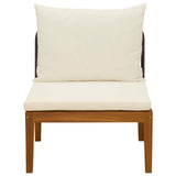 Garden Middle Sofa with Cushions Solid Acacia Wood & Rope 42022076