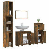 4 Piece Bathroom Furniture Set Smoked Oak Engineered Wood 3143928