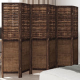Room Divider 6 Panels Dark Brown Solid Wood Paulownia 358713