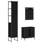 ZNTS 3 Piece Bathroom Furniture Set Black Engineered Wood 3214800