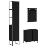 ZNTS 3 Piece Bathroom Furniture Set Black Engineered Wood 3214800