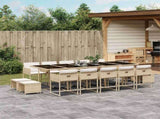 15 Piece Garden Dining Set with Cushions Beige Poly Rattan 3211354