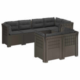 7-Seater Garden Sofa with Cushions Rattan Look PP Light Grey 3444171